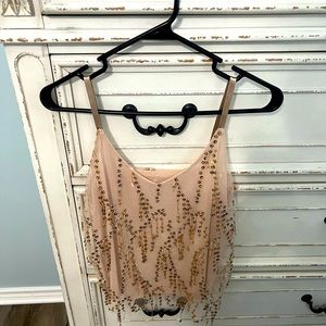 Tan/gold sparkle top